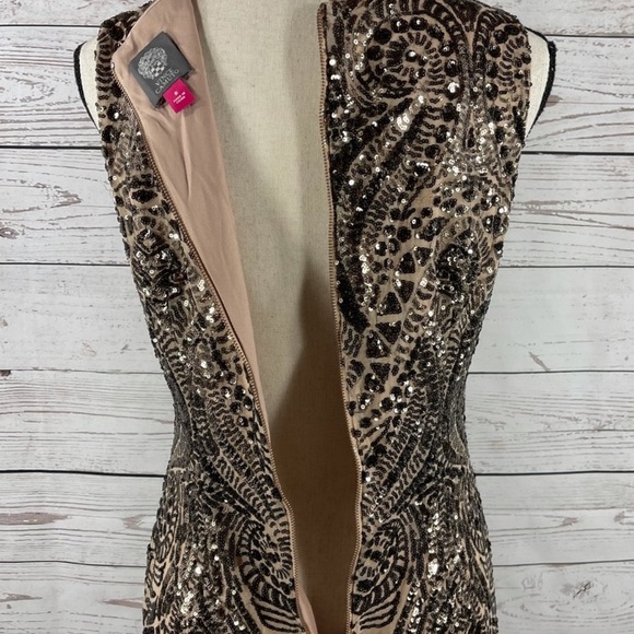 VINCE CAMUTO Bodycon Dress Sequined Sleeveless Stretch Lined Rear Zipper - Picture 6 of 10
